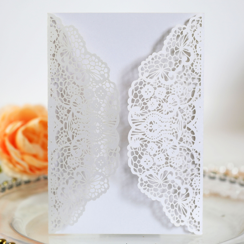 Wedding Supply Business - 50pcs/lot White Laser Cut Wedding Invitation