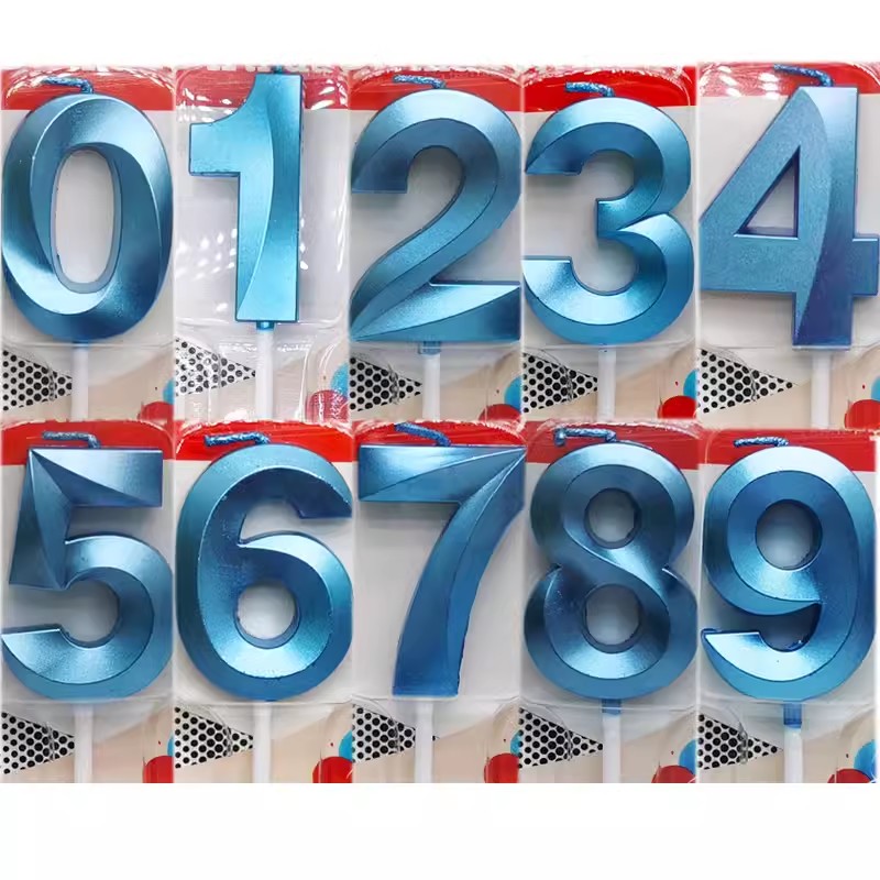 Unity Candle Set - Blue Number Cake Candles 0 1
