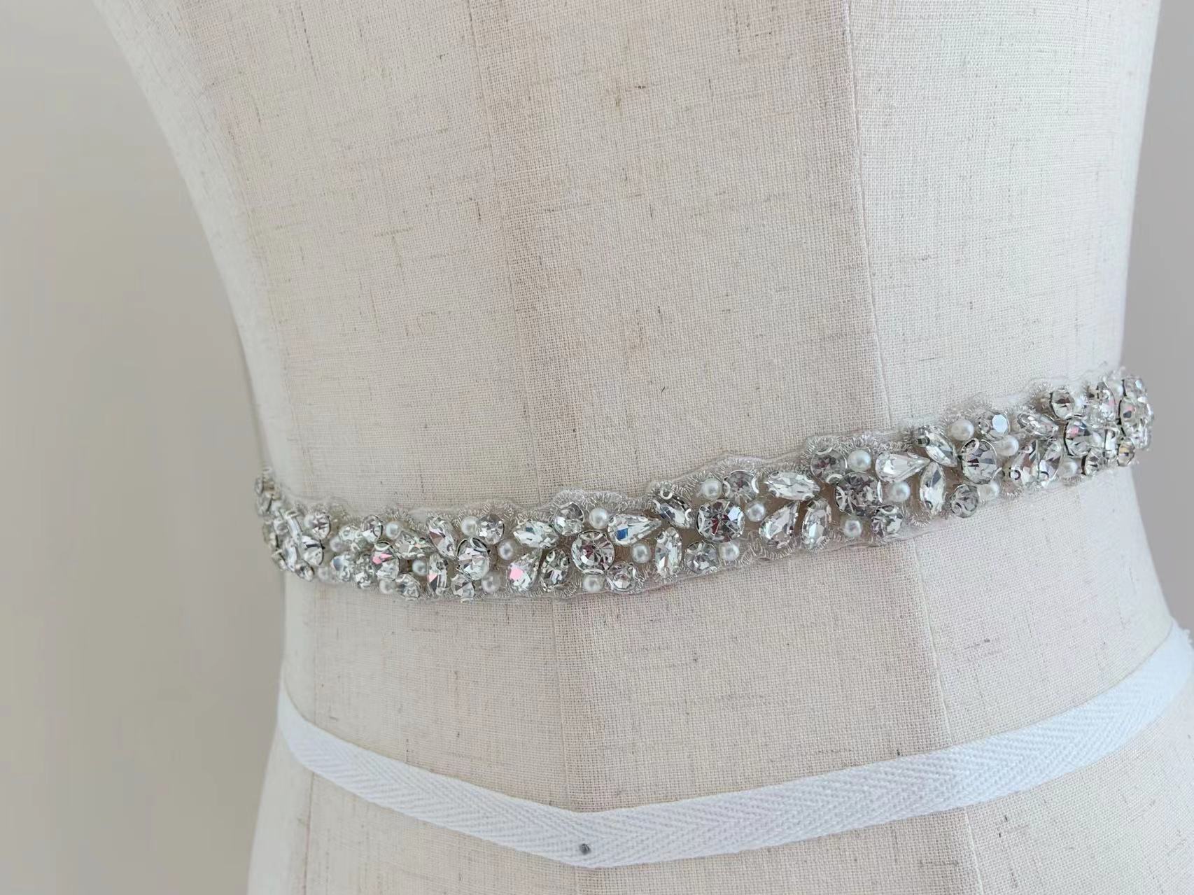 1 Yard/5 Yards Silver Crystal  - огляд і ціна Bridal Sash Ribbon