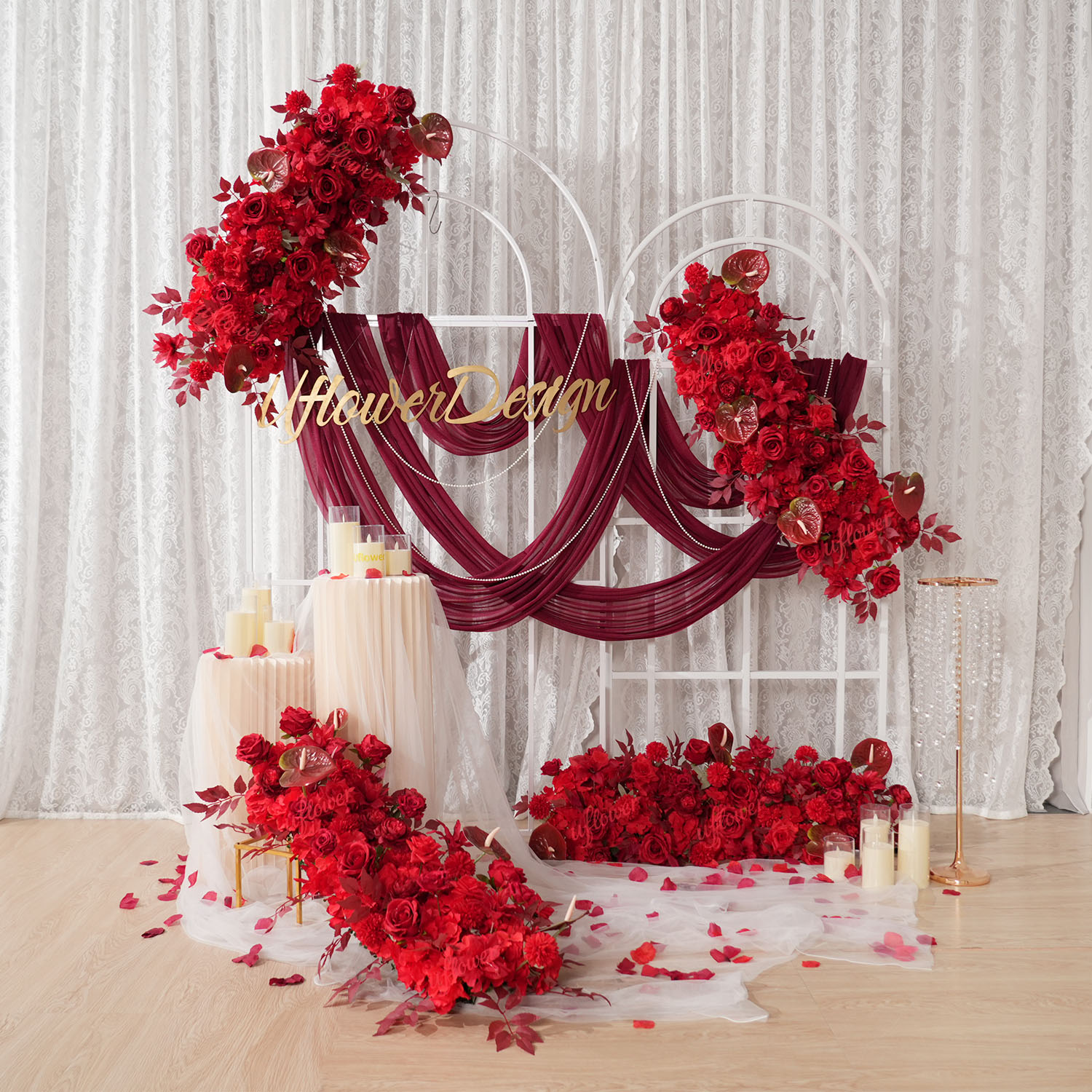 Uflower Red Flower Row Wedding - огляд і ціна Wedding Arch Flower