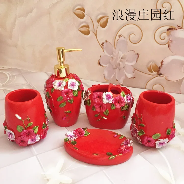 5pcs/set Resin Bathroom Access - огляд і ціна Wedding Bathroom Supply Kit