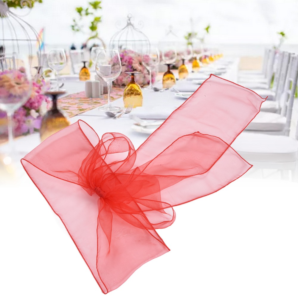 10Pcs Blue, red, yellow, purpl - огляд і ціна Chair Sash Organza