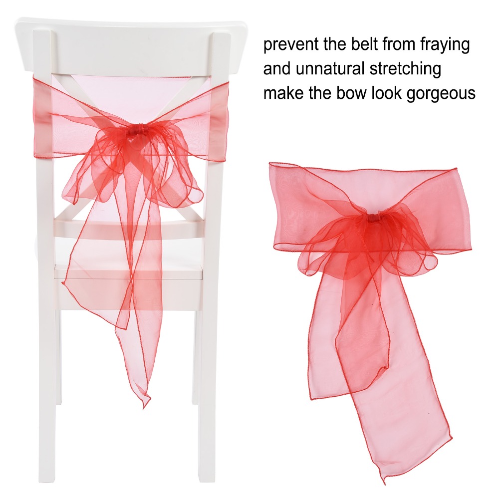 10Pcs Blue, red, yellow, purpl - огляд і ціна Chair Sash Organza