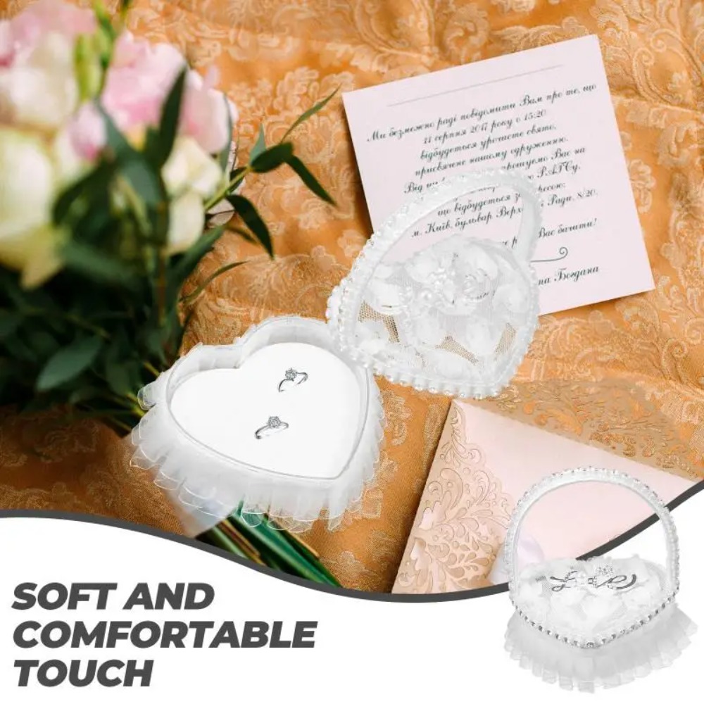 White Lace Heart-shaped Ring B - огляд і ціна Ring Bearer Pillow