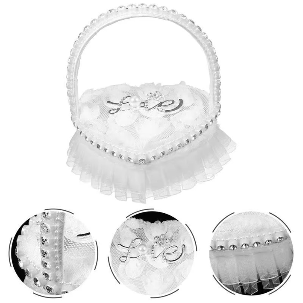 White Lace Heart-shaped Ring B - огляд і ціна Ring Bearer Pillow