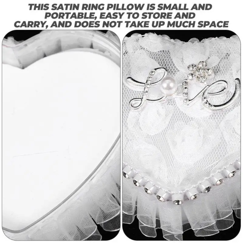 White Lace Heart-shaped Ring B - огляд і ціна Ring Bearer Pillow